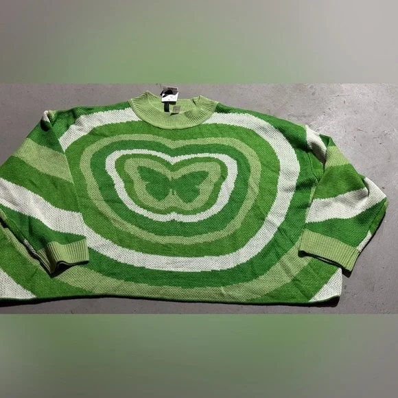 H&M Vibrant Green and White Cowl Sweater - Picture 1 of 4